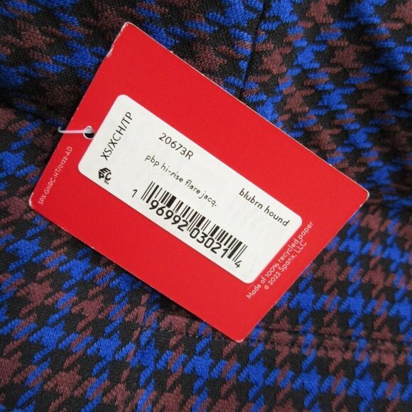 NWT SPANX Hi-Rise Flare Perfect Pant in Blue Brown Houndstooth Jacquard XS x 32 - Picture 4 of 7